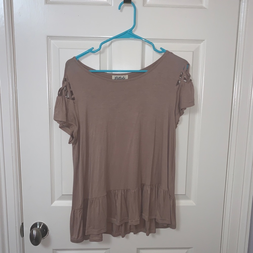 Tan Top with Netted Detailing